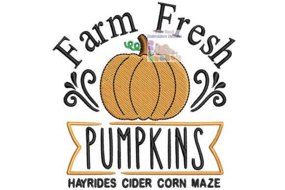 Farm Fresh Pumpkin Embroidery Design